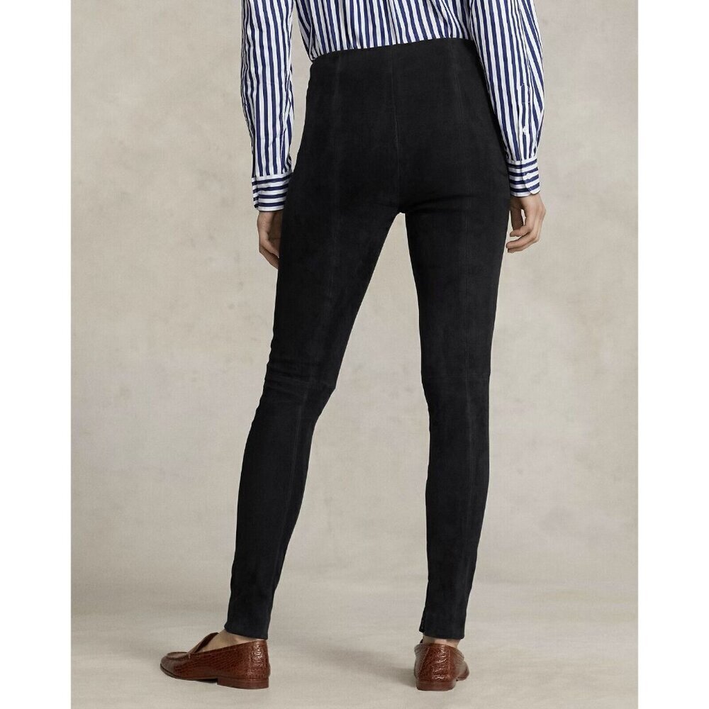 NWT Polo Ralph Lauren Lambskin Suede Zip Legging Pants Dark Gray Womens $998 - S - Picture 2 of 14
